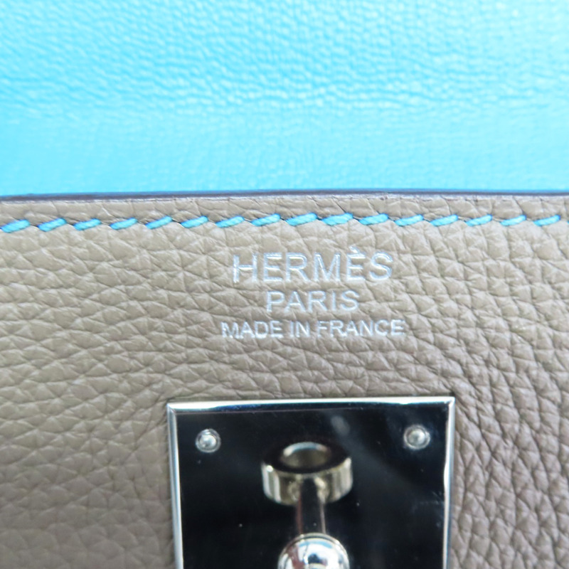 大象灰 阿茲特克藍 TOGO牛皮 KELLY 32 ECLAT 兩用包 □N刻 銀釦【HERMES 愛馬仕】-6