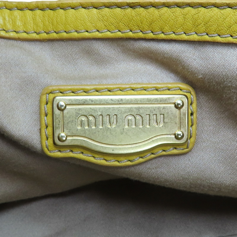 黄色 牛皮 托特包 手提包【MIU MIU 繆繆】-7