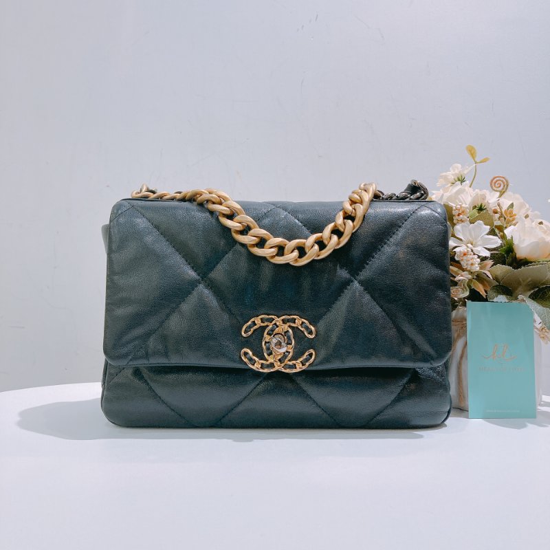 TW4694 Chanel 香奈兒 手提 翻蓋 斜背袋 19 Handbag Small Bag Black-0