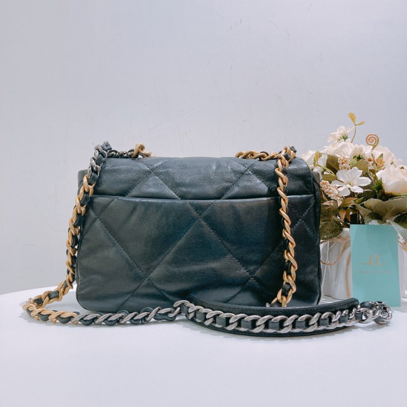 TW4694 Chanel 香奈兒 手提 翻蓋 斜背袋 19 Handbag Small Bag Black-1