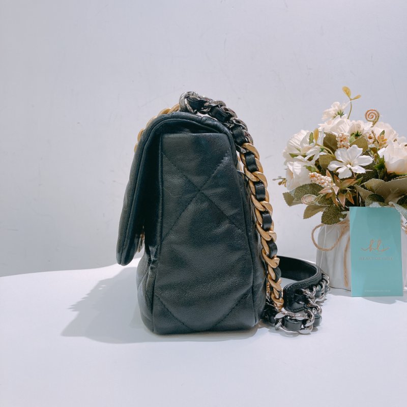 TW4694 Chanel 香奈兒 手提 翻蓋 斜背袋 19 Handbag Small Bag Black-3