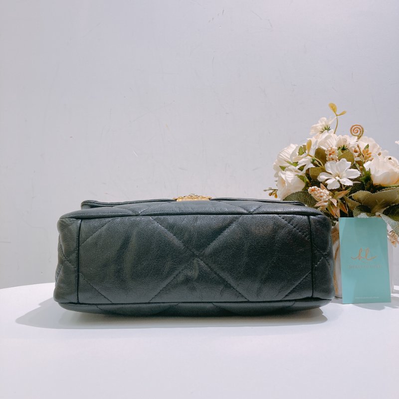 TW4694 Chanel 香奈兒 手提 翻蓋 斜背袋 19 Handbag Small Bag Black-4