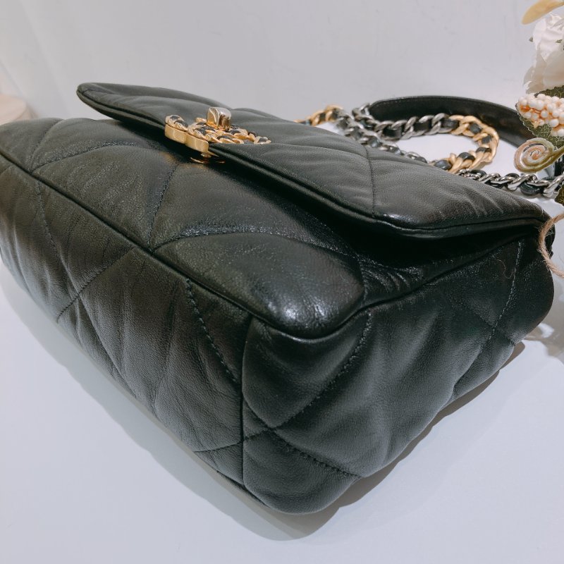 TW4694 Chanel 香奈兒 手提 翻蓋 斜背袋 19 Handbag Small Bag Black-6
