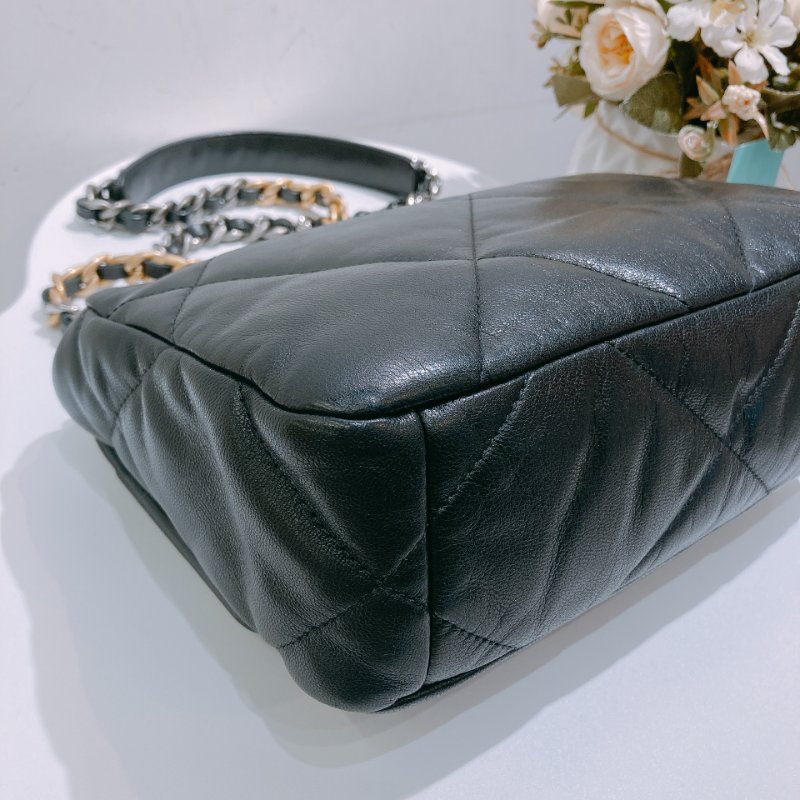 TW4694 Chanel 香奈兒 手提 翻蓋 斜背袋 19 Handbag Small Bag Black-7
