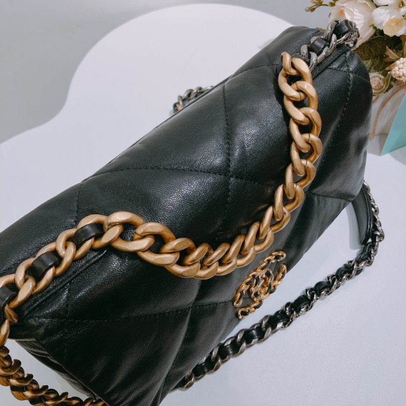 TW4694 Chanel 香奈兒 手提 翻蓋 斜背袋 19 Handbag Small Bag Black-11