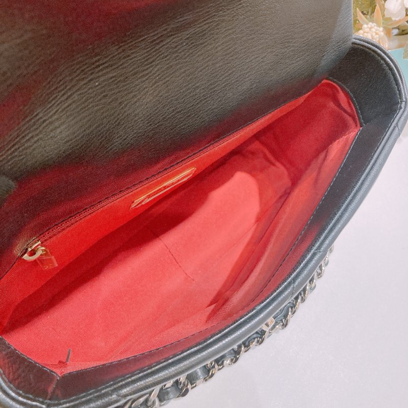 TW4694 Chanel 香奈兒 手提 翻蓋 斜背袋 19 Handbag Small Bag Black-12