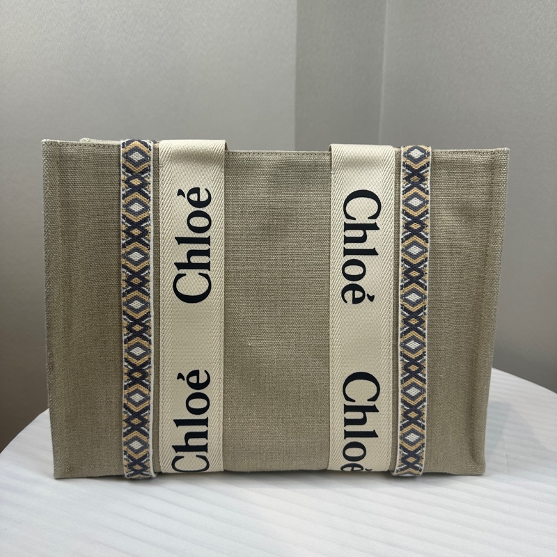 99新 Chloé Woody Tote Bag 中號帆布托特包35x12x27cm-1