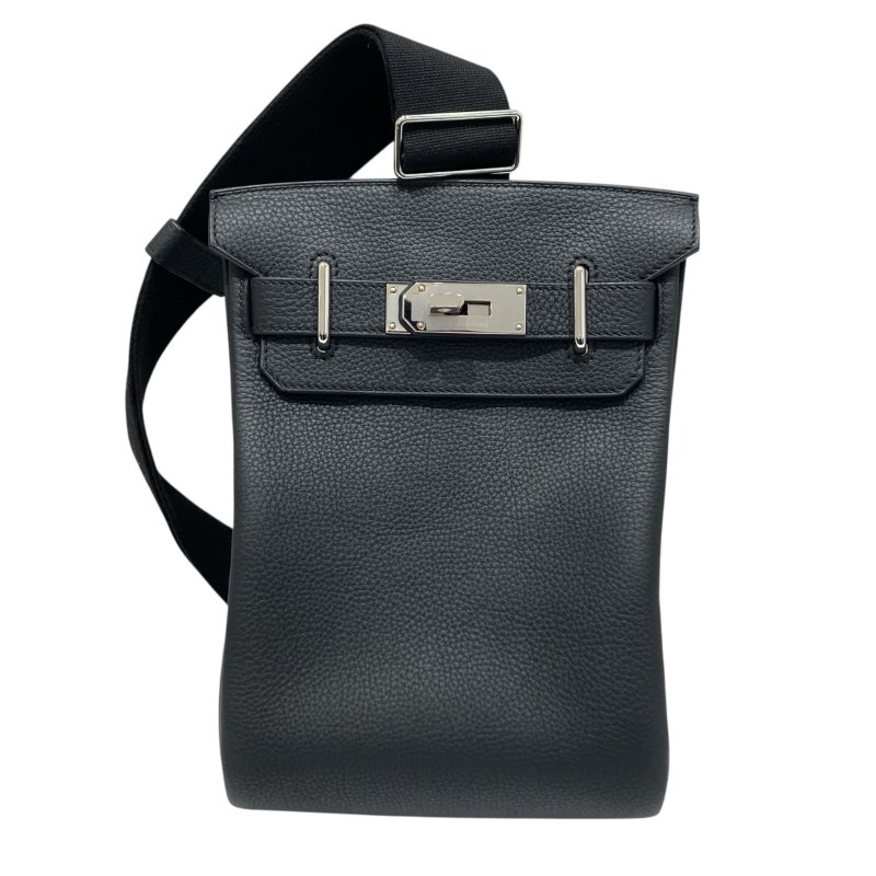 HERMES 愛馬仕 HAC A DOS 肩背包 胸背包  黑色 銀扣 W刻-0