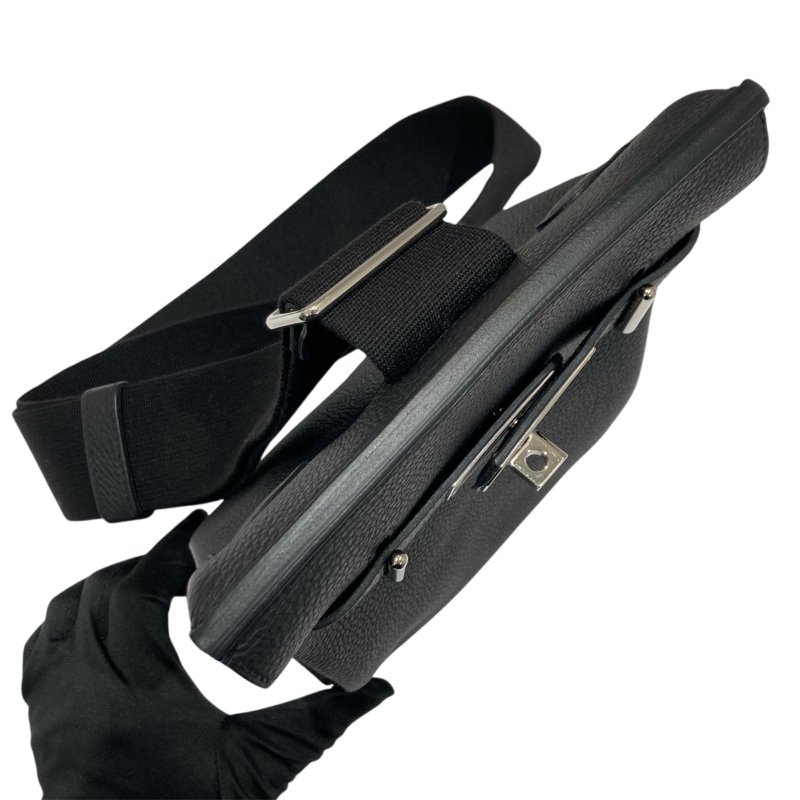 HERMES 愛馬仕 HAC A DOS 肩背包 胸背包  黑色 銀扣 W刻-5