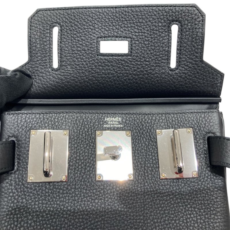 HERMES 愛馬仕 HAC A DOS 肩背包 胸背包  黑色 銀扣 W刻-14