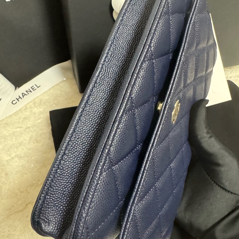 全配-Chanel 香奈兒經典/入門款 WOC 耐用荔枝皮-深藍+金扣-11