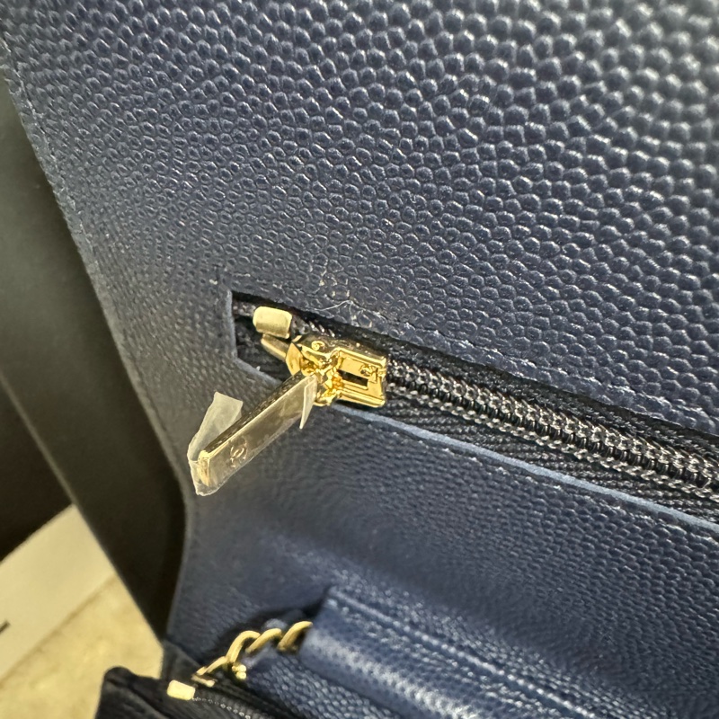 全配-Chanel 香奈兒經典/入門款 WOC 耐用荔枝皮-深藍+金扣-14