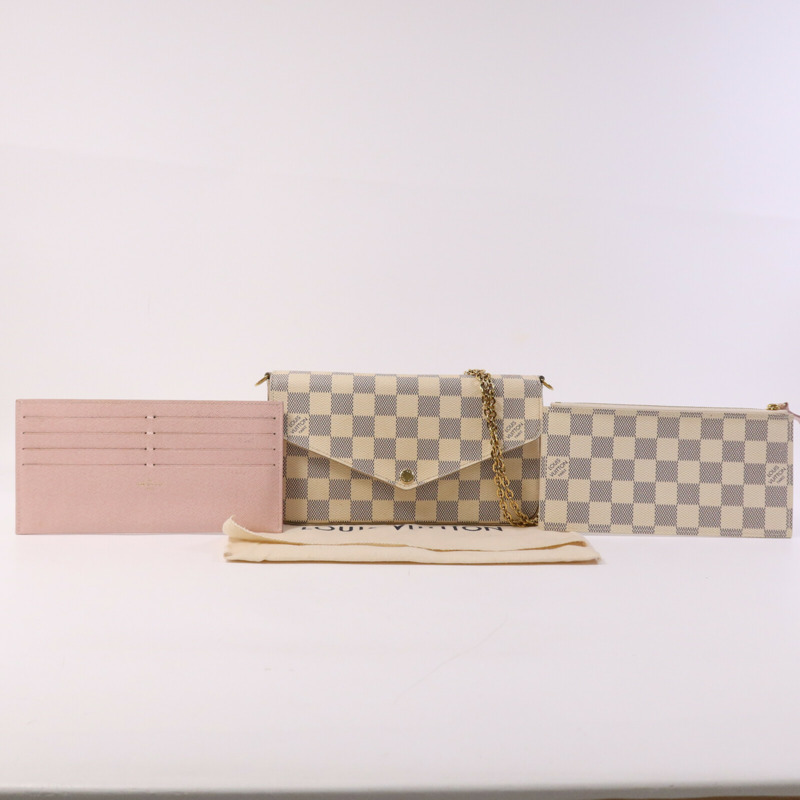 LOUIS VUITTON Damier Azur Pochette Felicie肩背袋-9