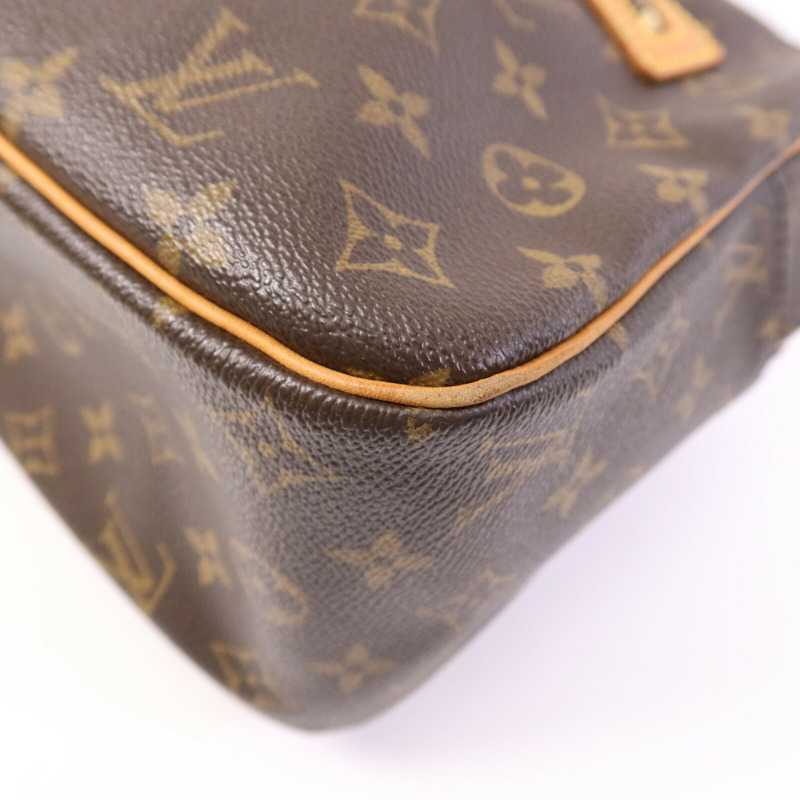 LOUIS VUITTON Monogram Cite GM金扣肩背袋棕色-10