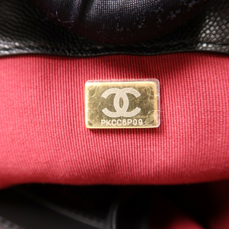 CHANEL 牛皮皮革Backpack金扣背包-6