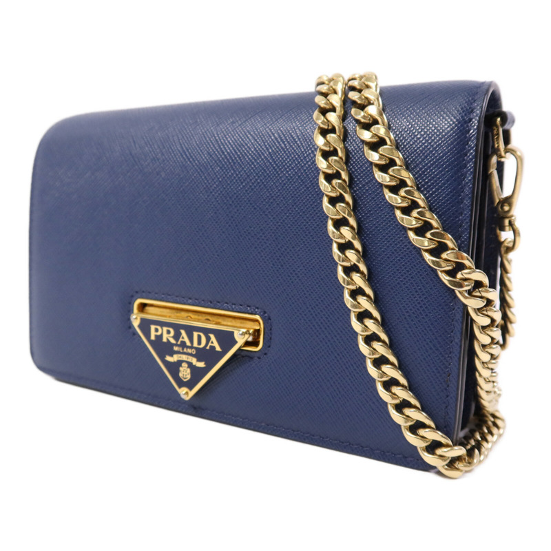 PRADA 牛皮皮革Shoulder Bag金扣鏈帶肩背袋-2