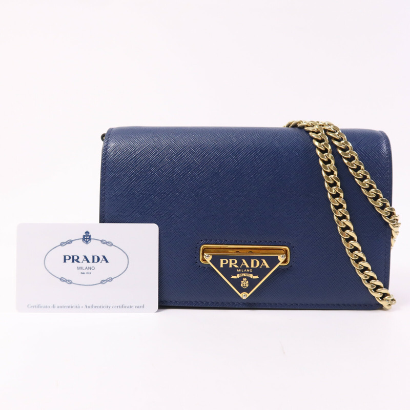 PRADA 牛皮皮革Shoulder Bag金扣鏈帶肩背袋-8