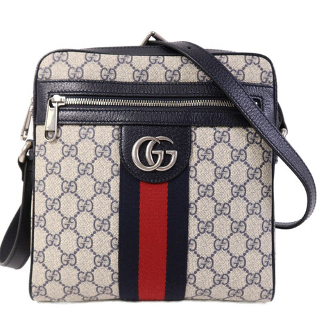GUCCI 塗層帆布Ophidia Messenger GG Supreme銀扣肩背袋