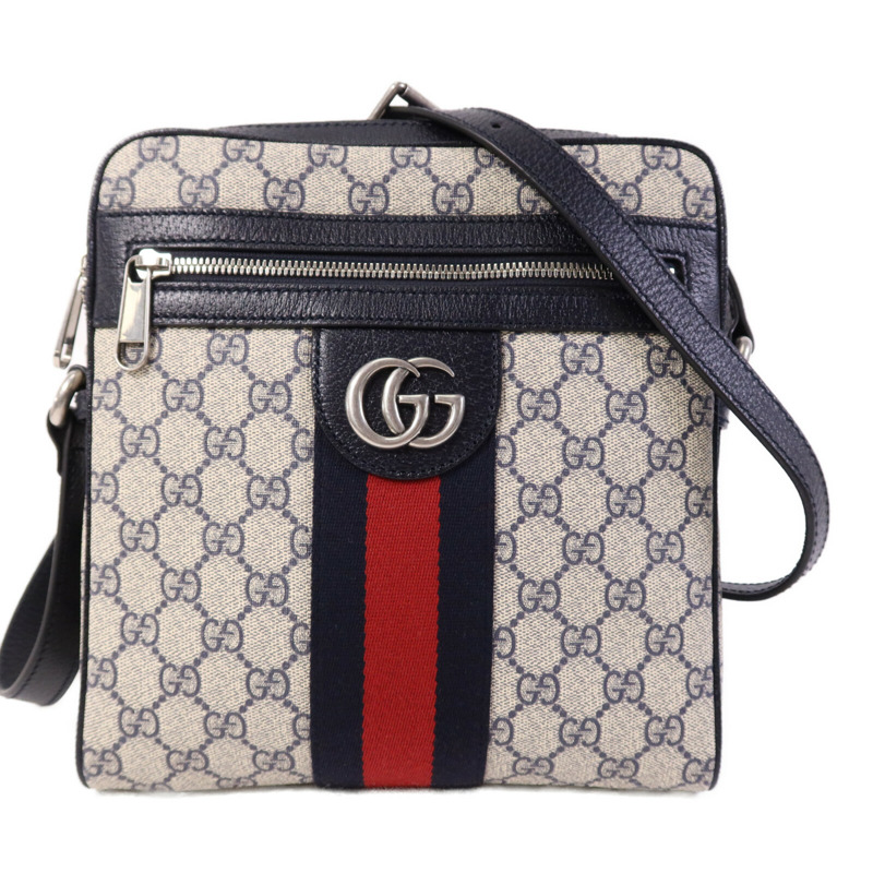 GUCCI 塗層帆布Ophidia Messenger GG Supreme銀扣肩背袋-0