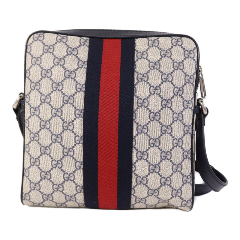 GUCCI 塗層帆布Ophidia Messenger GG Supreme銀扣肩背袋-1