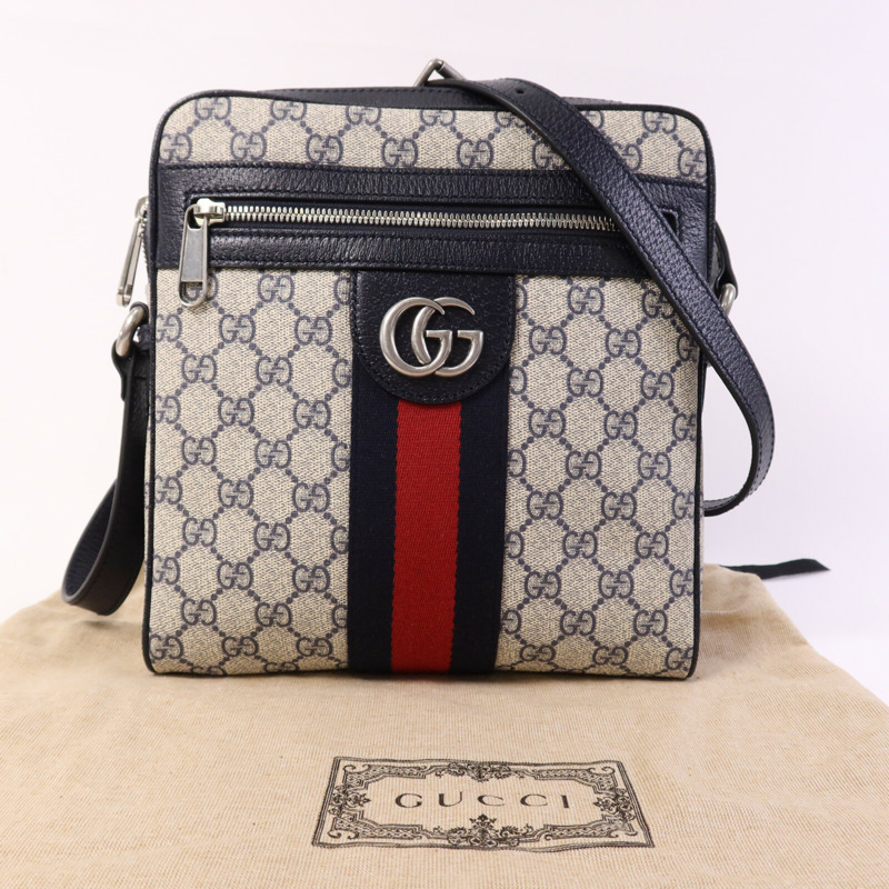 GUCCI 塗層帆布Ophidia Messenger GG Supreme銀扣肩背袋-9