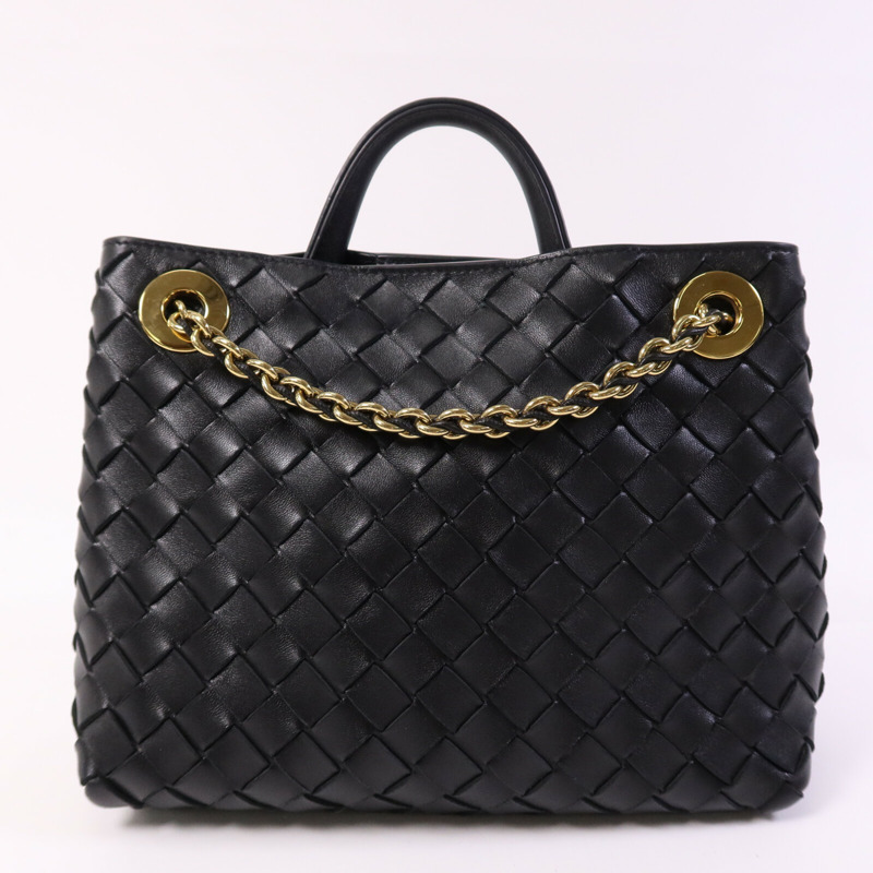 BOTTEGA VENETA 羊皮皮革Andiamo Small金扣鏈帶手挽肩背兩用袋-1