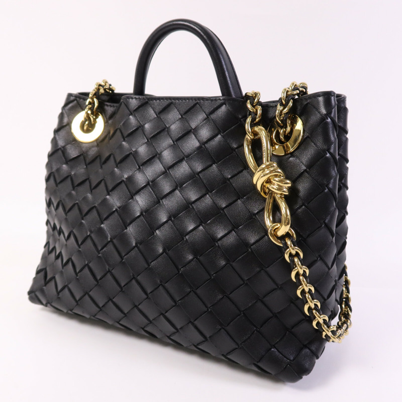 BOTTEGA VENETA 羊皮皮革Andiamo Small金扣鏈帶手挽肩背兩用袋-2