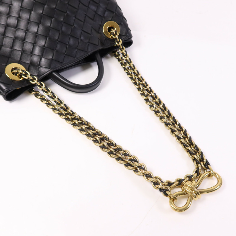 BOTTEGA VENETA 羊皮皮革Andiamo Small金扣鏈帶手挽肩背兩用袋-6