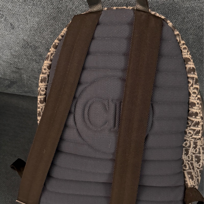 迪奧DIOR 近全新後背包書包經典牛仔藍丹寧藍緹花後背包-3