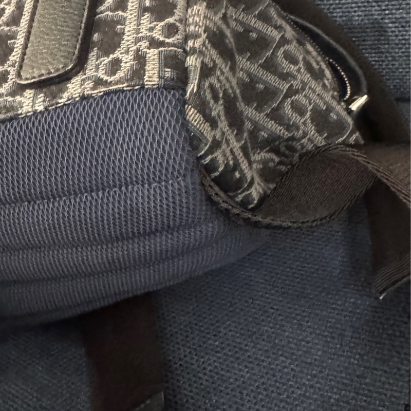 迪奧DIOR 近全新後背包書包經典牛仔藍丹寧藍緹花後背包-9