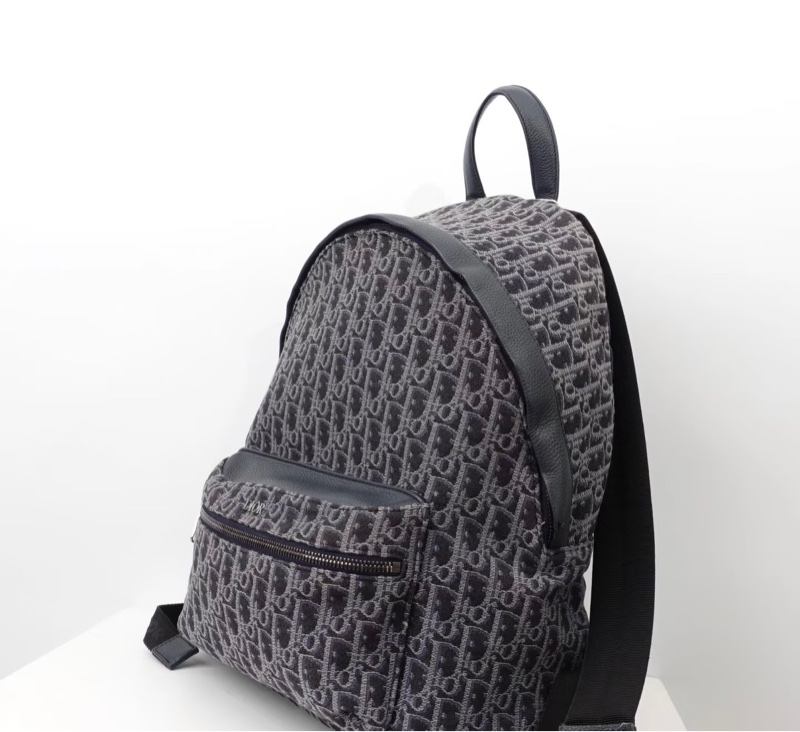 迪奧DIOR 近全新後背包書包經典牛仔藍丹寧藍緹花後背包-12