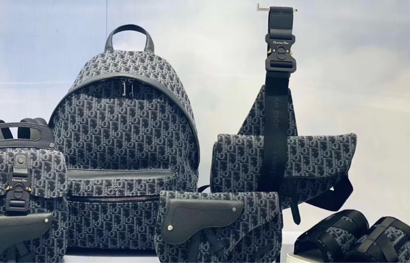 迪奧DIOR 近全新後背包書包經典牛仔藍丹寧藍緹花後背包-13