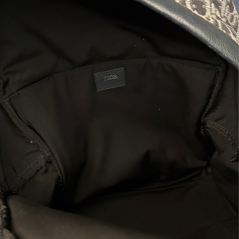 迪奧DIOR 近全新後背包書包經典牛仔藍丹寧藍緹花後背包-19