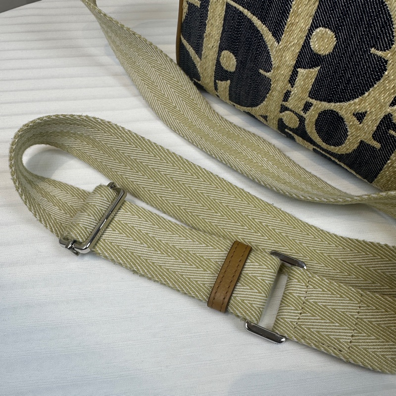 迪奧/Dior Camp 小號藍色帆布老花郵差包24x9x17cm-6