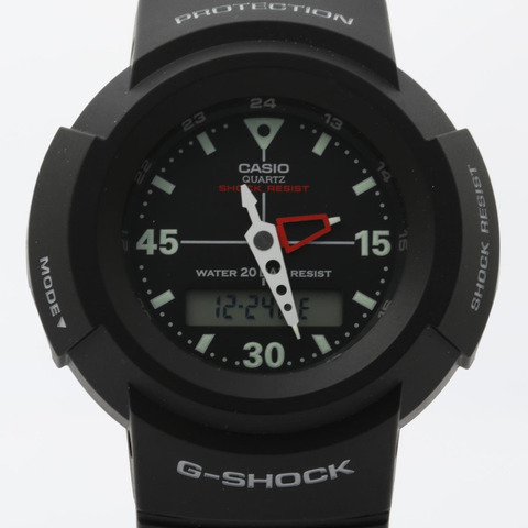 Casio G-SHOCK 指針/數位雙顯 AW500 系列 AW500E1EJF 男士手錶，黑色樹脂錶殼