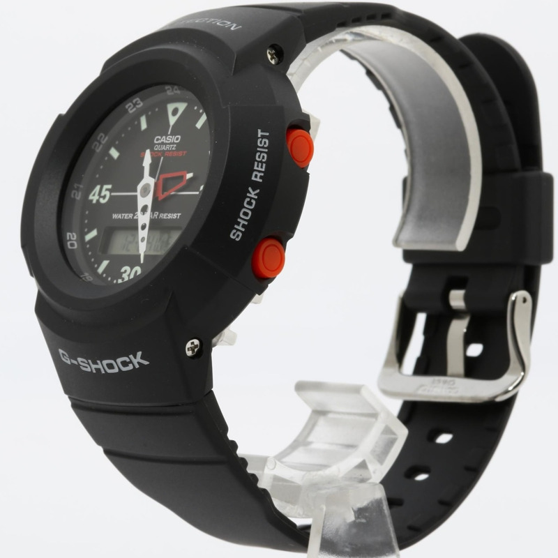 Casio G-SHOCK 指針/數位雙顯 AW500 系列 AW500E1EJF 男士手錶，黑色樹脂錶殼-1