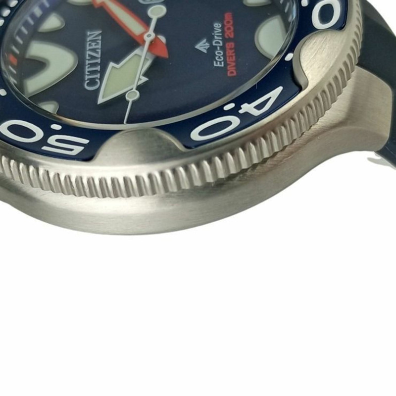 西鐵城 Promaster Marine 腕錶 BN023101L E168S128714 藍色錶盤 不鏽鋼錶帶 橡膠錶帶 男士模擬指針-4