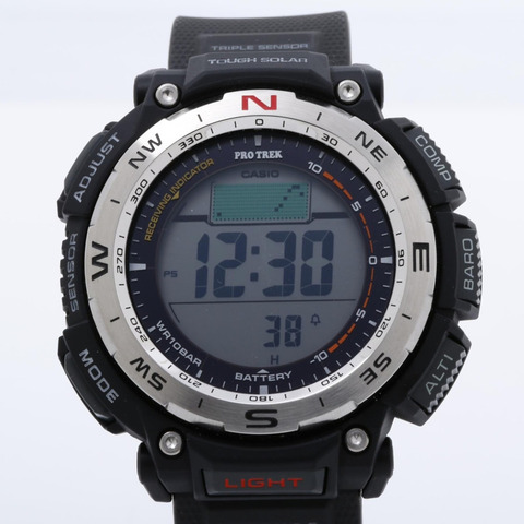 卡西歐 Pro Trek Climber 系列 PRW34001JF 男士數位手錶，黑色/銀色，樹脂（生物質）不鏽鋼