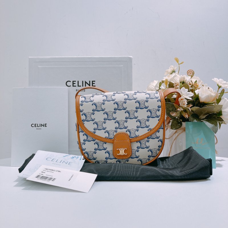 TW4696 Celine 塞琳 斜背包 白藍凱旋門 Triomphe Canvas Mini Besace-12