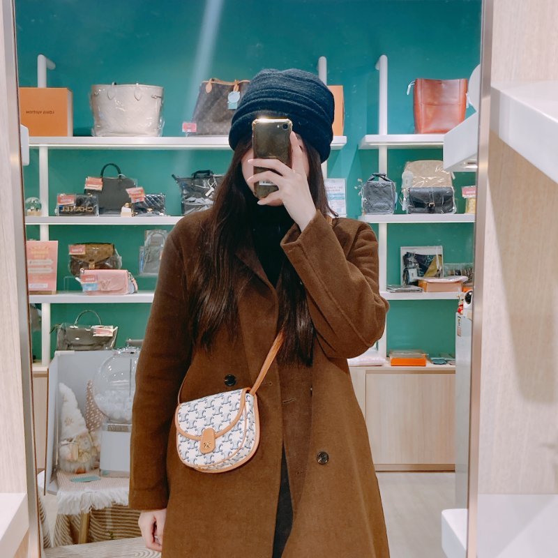 TW4696 Celine 塞琳 斜背包 白藍凱旋門 Triomphe Canvas Mini Besace-13