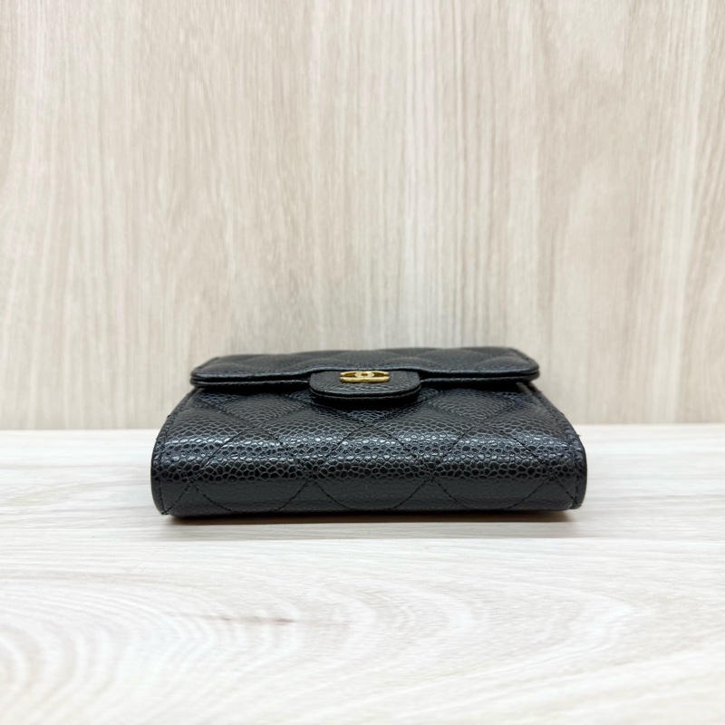 Chanel黑金荔枝牛皮三折短夾AP0231-4