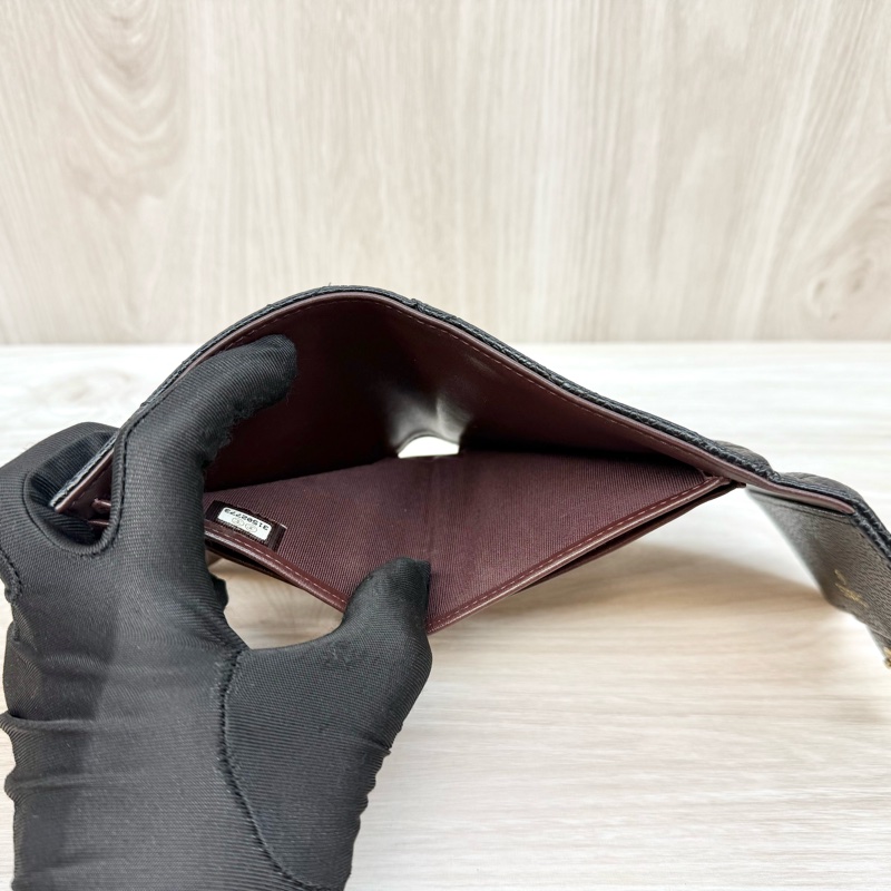 Chanel黑金荔枝牛皮三折短夾AP0231-9