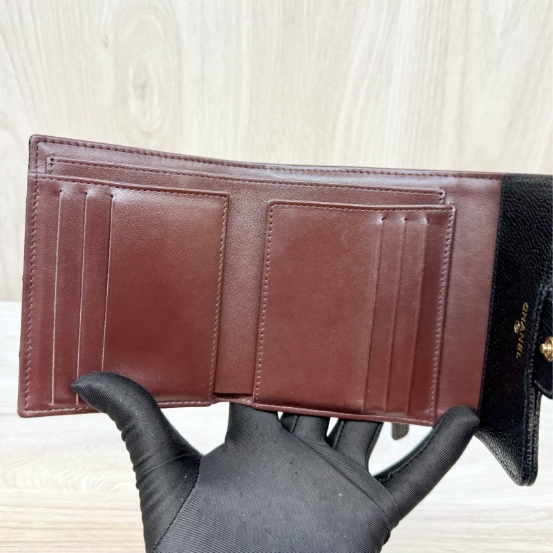 Chanel黑金荔枝牛皮三折短夾AP0231-10