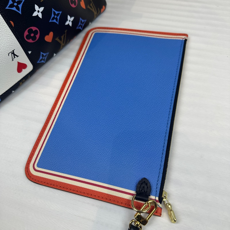 路易威登/Louis Vuitton Neverfull MM Game On 撲克牌系列中號黑色老花 31x14x28cm-8