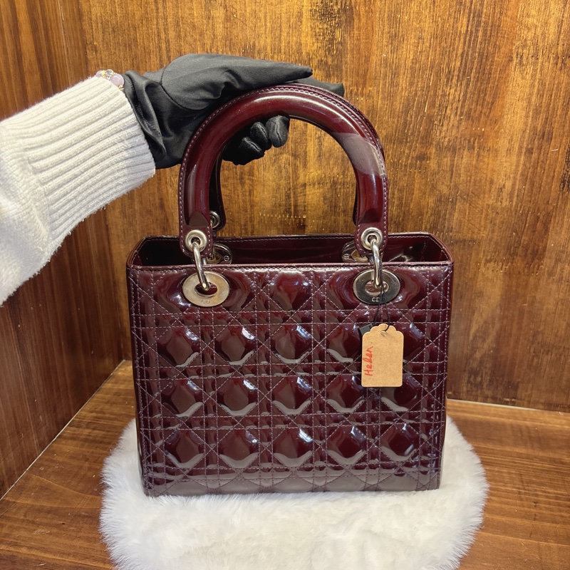 Dior Lady Dior 手提包 酒紅色-1