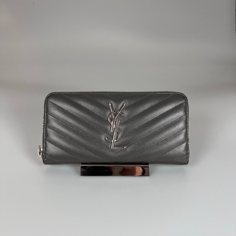 YSL 358094  灰銀魚子醬ㄇ拉長夾-0