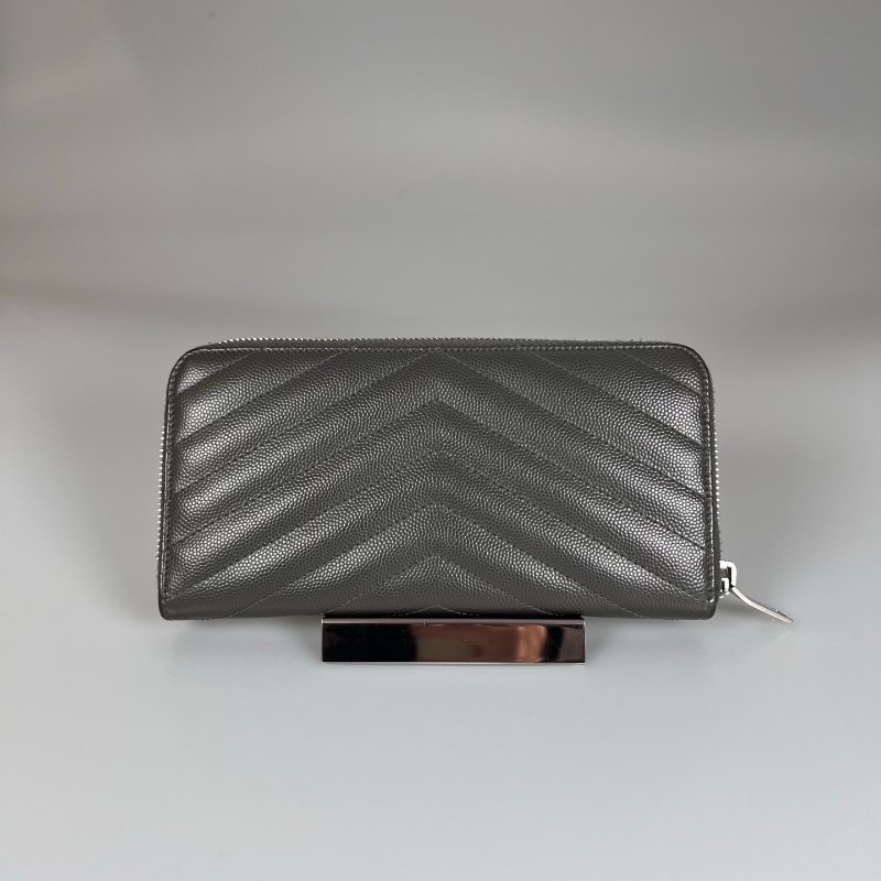 YSL 358094  灰銀魚子醬ㄇ拉長夾-1