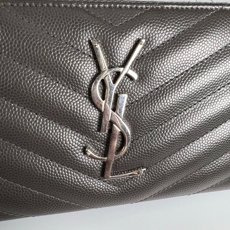 YSL 358094  灰銀魚子醬ㄇ拉長夾-10