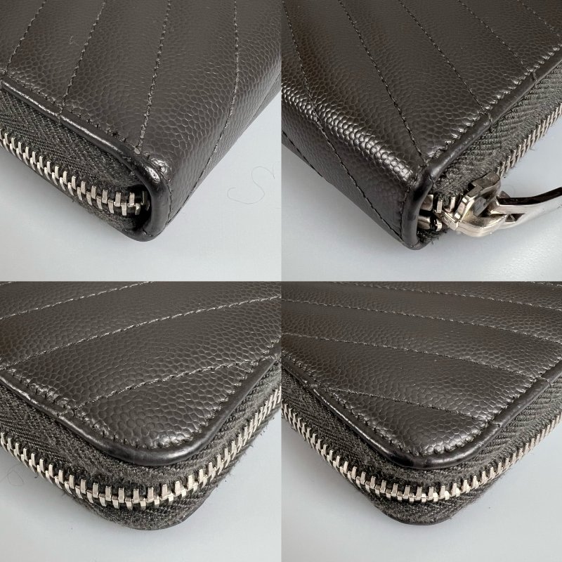 YSL 358094  灰銀魚子醬ㄇ拉長夾-12