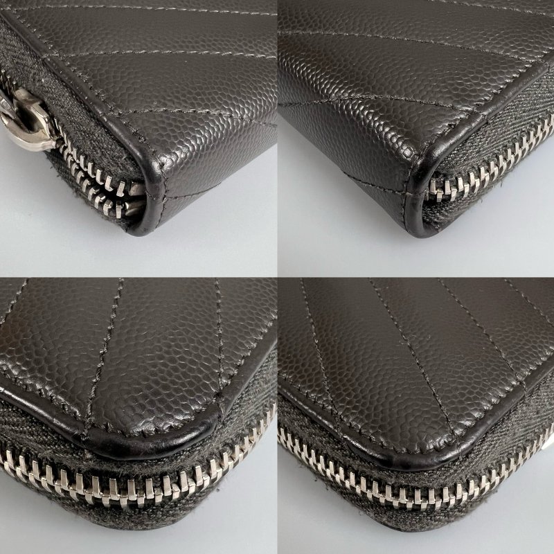 YSL 358094  灰銀魚子醬ㄇ拉長夾-13